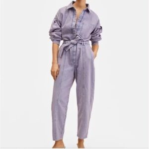 Mango denim purple acid wash jumpsuit